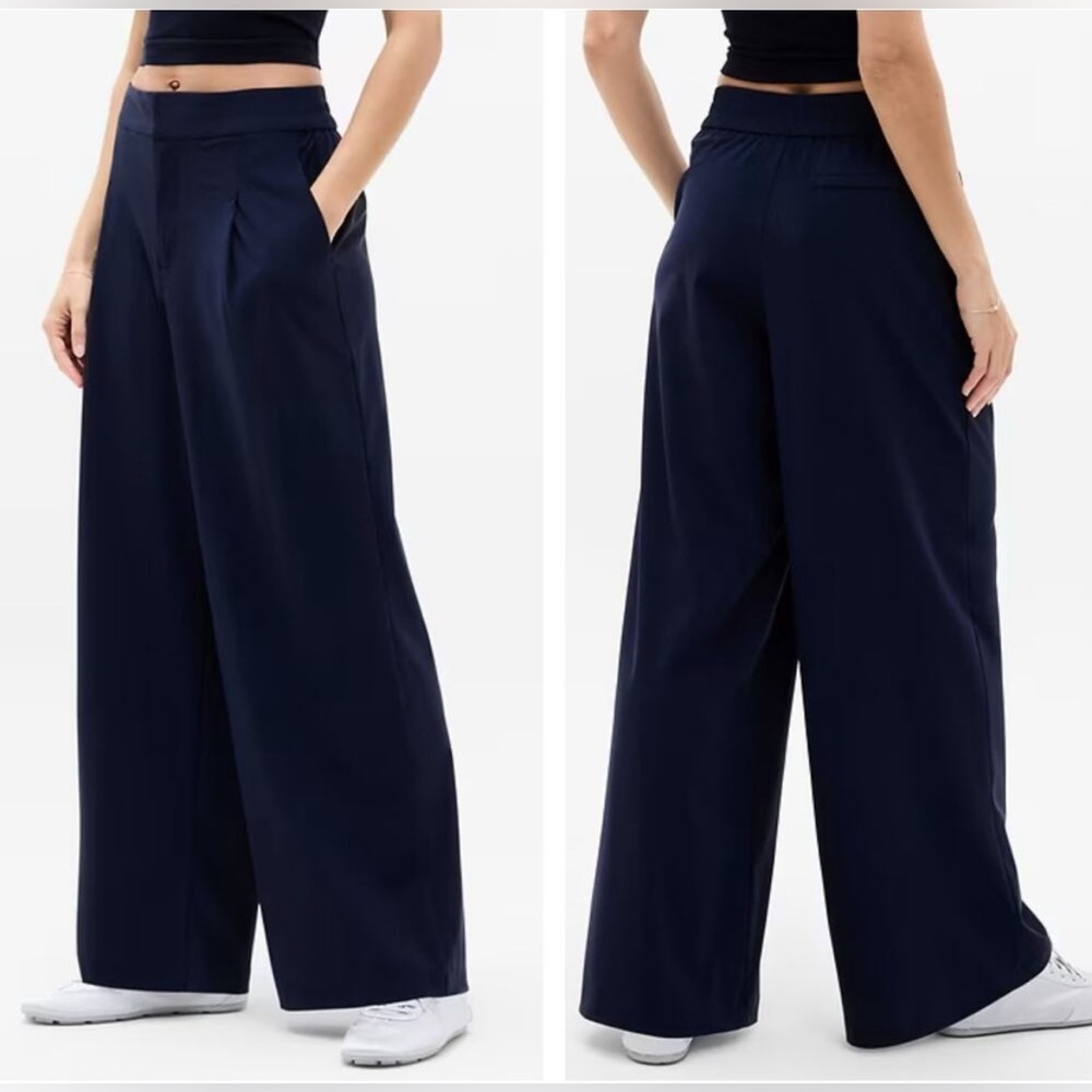 Athleta Navy Wide-Leg High-Rise Pants - Picture 2 of 8